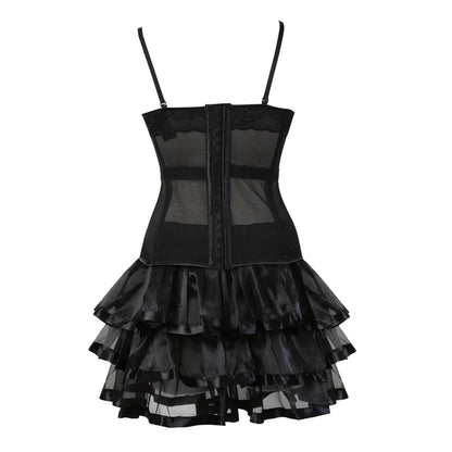 Burlesque Corset Dresses for Women Plus Size Sexy Corset Lingerie Top With Cup Black Sexy Lace Corset Dress With Straps