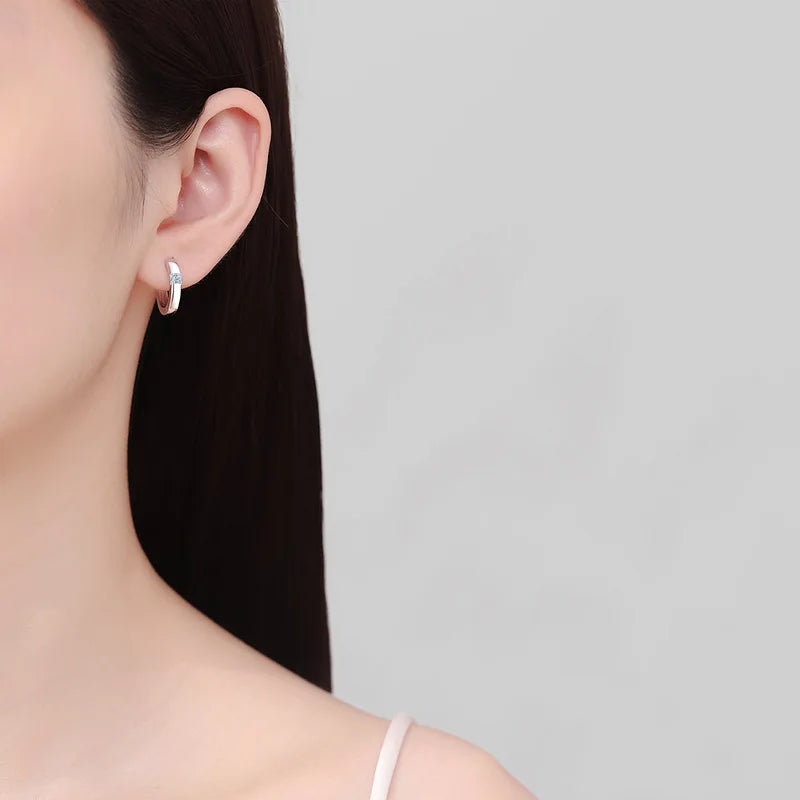 Women Birthday Gift 18K White Gold Hoop Earrings Valentine's Day 0.6CT Moissanite Diamond Girlfriend PT950 Wedding Fine Jewelry