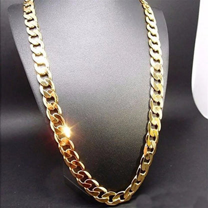 Pure Gold Color Necklace Jewelry, 18K Gold 10mm Heavry Necklace For Men 20'',22'',24'',26'',28'',30"