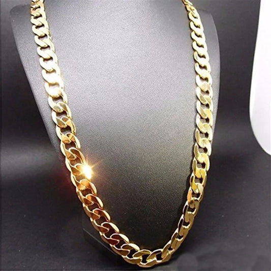 Pure Gold Color Necklace Jewelry, 18K Gold 10mm Heavry Necklace For Men 20'',22'',24'',26'',28'',30"