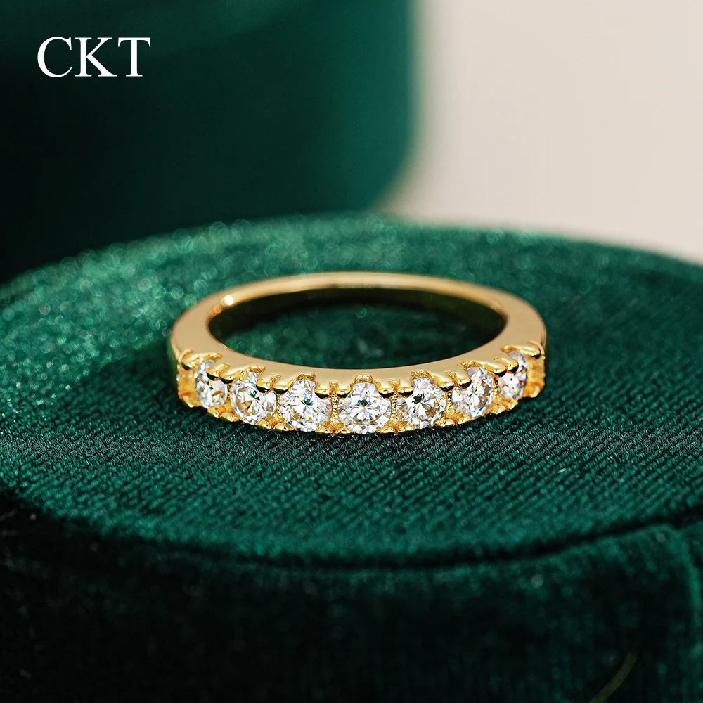 CKT 18k Gold Ring for Women Ins Niche Design Frigid Style Gold 0.7ct Diamond Moissanite Rings Wedding Fine Jewelry