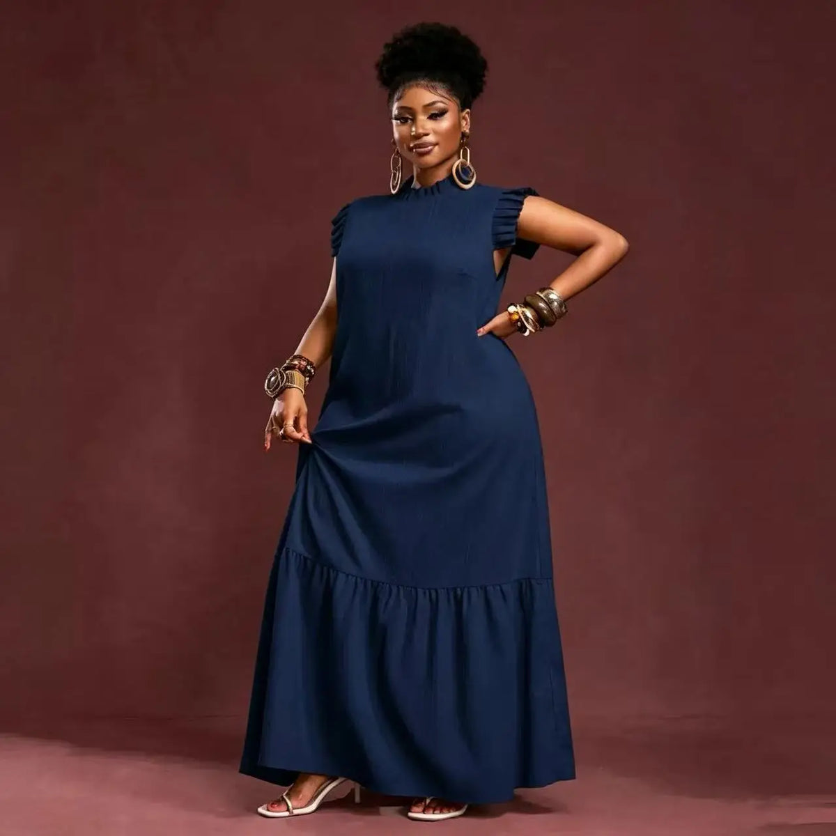 Plus Size Women's Elegant Skirt Dress Casual Work European American Style with Pleated Texture And Large Swing Hemline