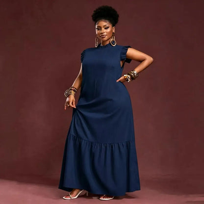 Plus Size Women's Elegant Skirt Dress Casual Work European American Style with Pleated Texture And Large Swing Hemline