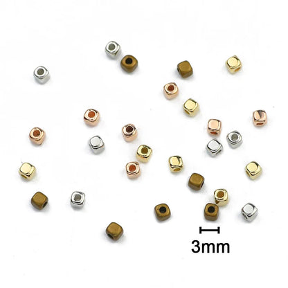 100~400pcs 3mm Square Beads CCB Material Gold Silver Plated Loose Spacer For Jewelry Making Accessories DIY Necklace Bracelets