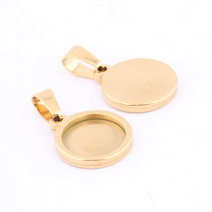 10pcs Gold Plated Black 12mm Round Cabochon Base Settings Diy Bezel Pendant Trays For Necklace Jewelry Making Supplies