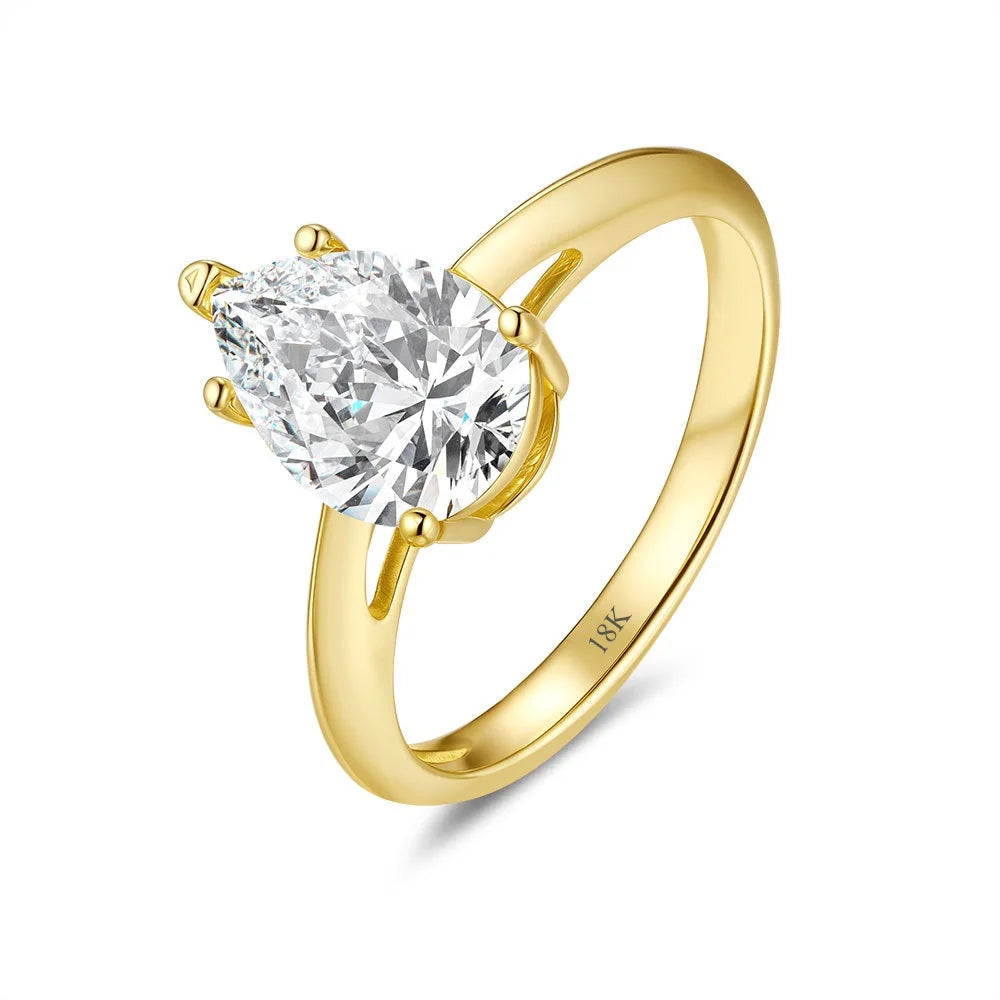 CKT Luxury 18K Gold Ring for Women Embellished with 2ct Diamond Moissanite Rings Wedding Fine Jewelry