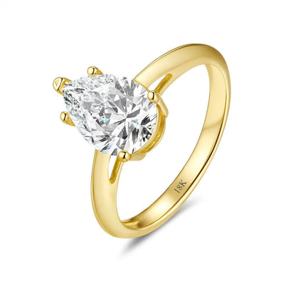 CKT Luxury 18K Gold Ring for Women Embellished with 2ct Diamond Moissanite Rings Wedding Fine Jewelry
