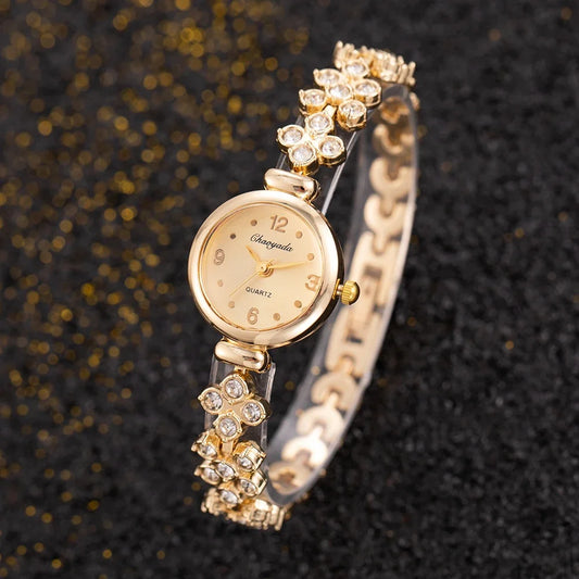 Luxury Women's Wristwatch Fashion Rhinestone Gold Watches for Women Simple Elegant Ladies Quartz Bracelet Watch montre femme