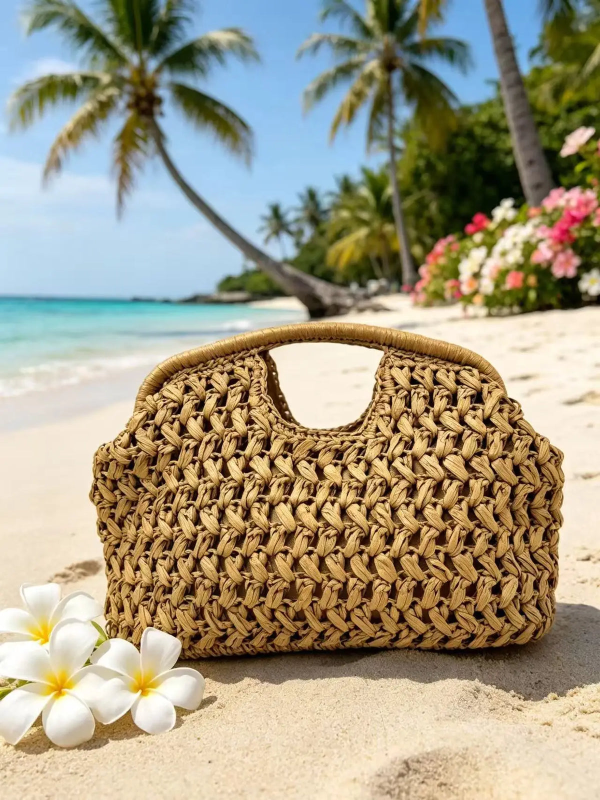 Handcrafted Basket Weave Clutch Bag Vacation Style Pure Handwoven Fashion Accessory