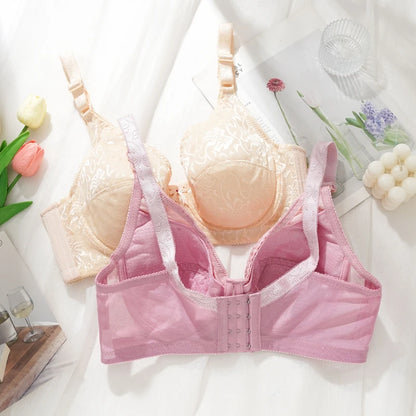 Women Floral Lace Plus Size Bra Full Cup Non‑padded Underwire Bra Comfortable Large Bust Support Ladies Everyday Brassiere