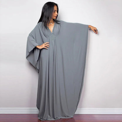 Plus Size Caftan Dresses for Women Solid Color Plus Size Beach Dress V Neck Cover Up Loose Soft Kaftan Loungewear
