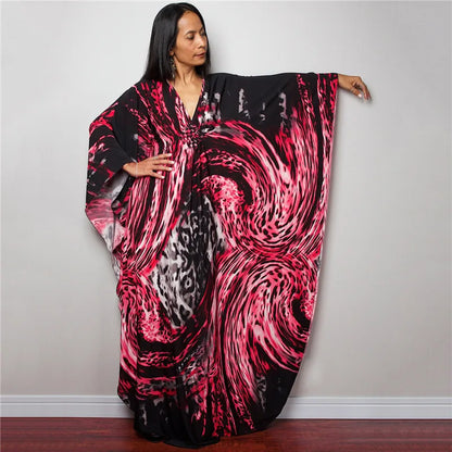 Plus Size Dresses Womens Caftan Floral Print Kaftan Dress Short Sleeve Swimsuit Cover up Loungewear for Summer