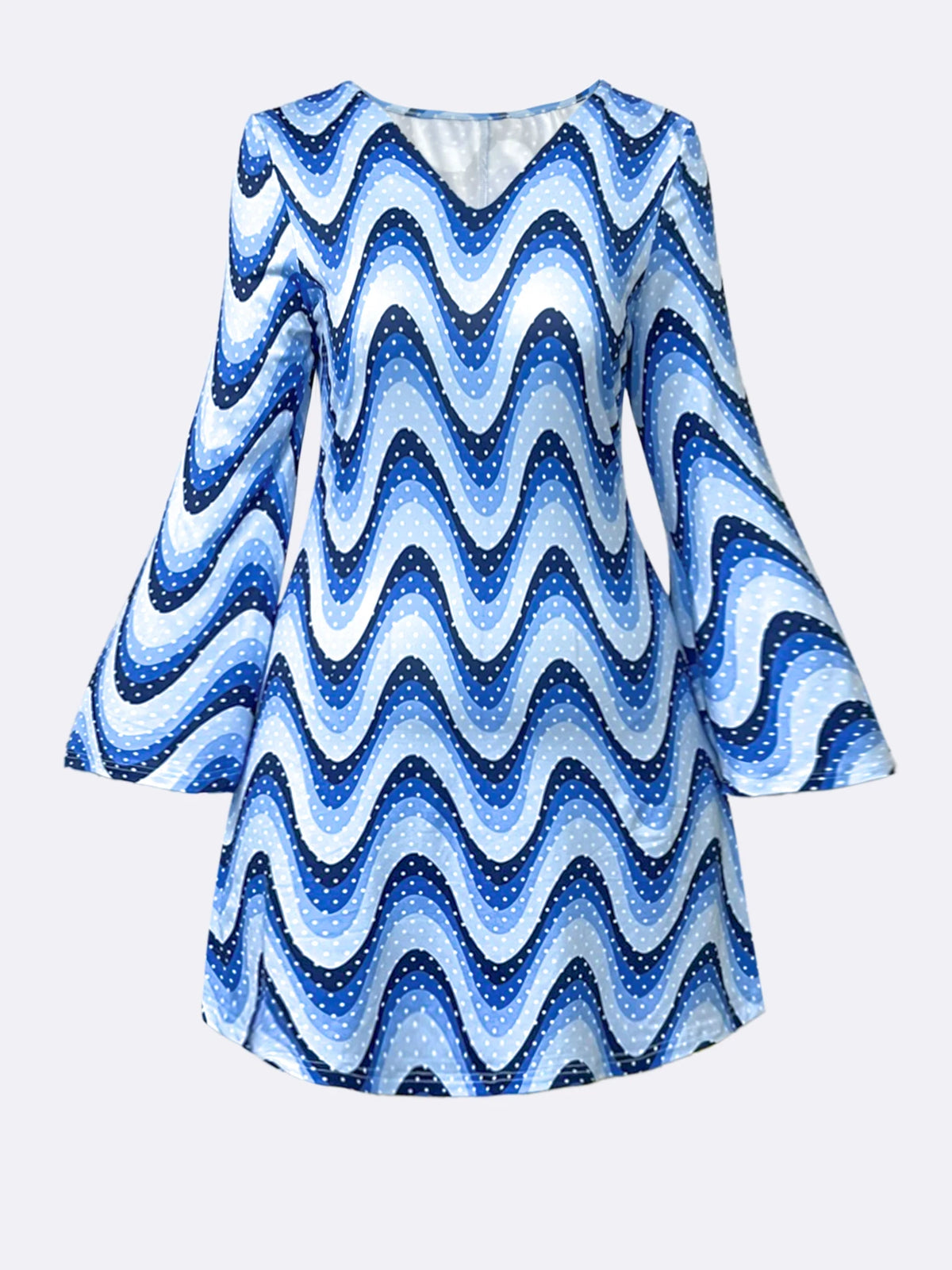 Plus Size 70s Floral Print Dress, Disco Party Mini with Bell Sleeves, Jazz Hippie A-Line Swing Dress for Women