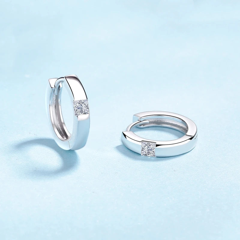 Women Birthday Gift 18K White Gold Hoop Earrings Valentine's Day 0.6CT Moissanite Diamond Girlfriend PT950 Wedding Fine Jewelry
