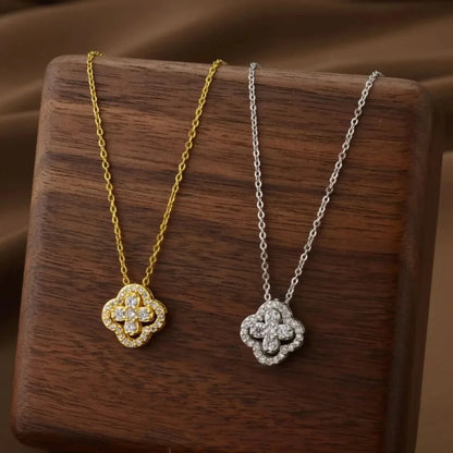 Lucky Four Piece Flower Necklace With Four Pendants, Fashion Birthday Gift Clavicle Chain For Women