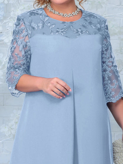 Plus Size Dress 2025 Fashion Women Summer Embroidery Floral Patchwork Elegant Party Dress Curvy Size Women Clothing