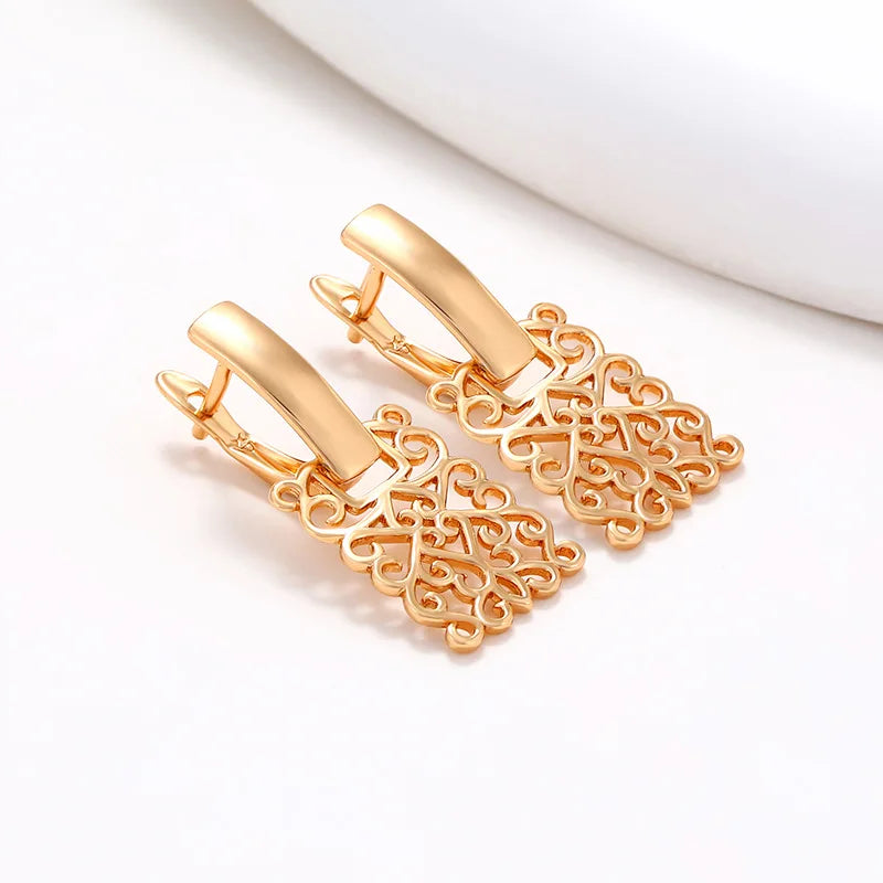 Kititykiss jewelry 18K gold-plated geometric square hollow earrings high-end vintage earrings