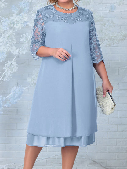 Plus Size Dress 2025 Fashion Women Summer Embroidery Floral Patchwork Elegant Party Dress Curvy Size Women Clothing