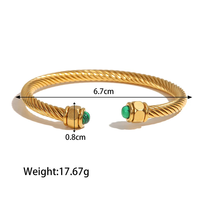 Zalman Romantic Pearl Bangles Set for Women Stainless Steel Gold Jewelry Accessories