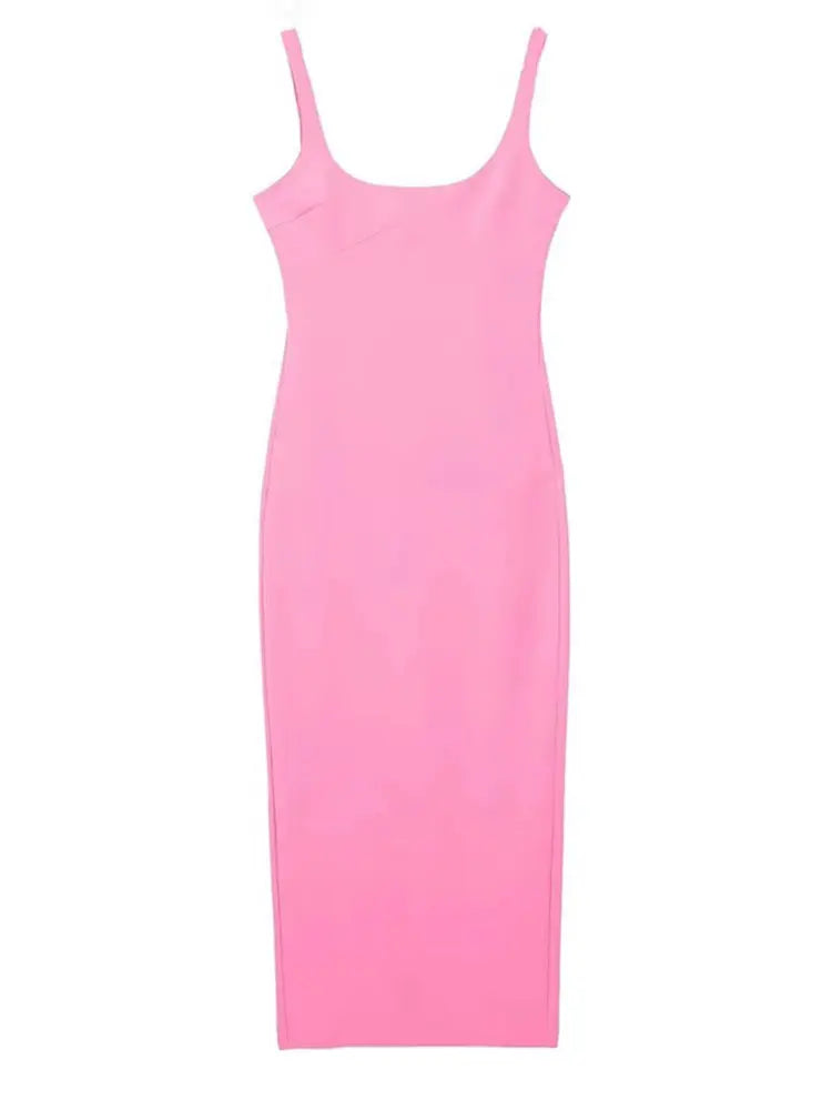 HH Womens Bodycon Trendy Midi Dress Square Neck Slim Sleeveless Dresses For Woman Daily Date Night Party Casual Evening Dress
