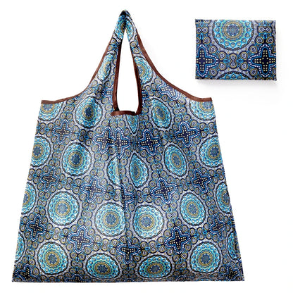 BIG Eco-Friendly Folding Shopping Bag Reusable Portable Shoulder Handbag for Travel Grocery Fashion Pocket Tote