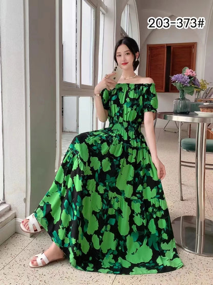 Women's Plus Size Bohemian Style Long Summer Dress for Women Floral Cotton Beach Round Neck Indian Clothing Vestido Robe Female