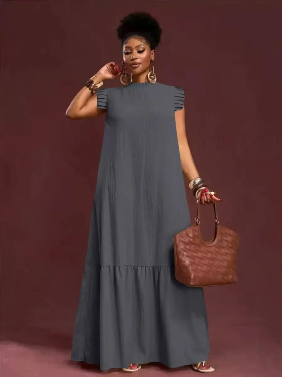 Plus Size Women's Elegant Skirt Dress Casual Work European American Style with Pleated Texture And Large Swing Hemline