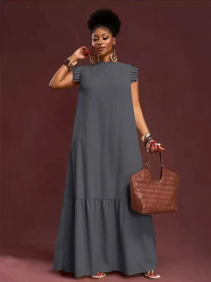Plus Size Women's Elegant Skirt Dress Casual Work European American Style with Pleated Texture And Large Swing Hemline