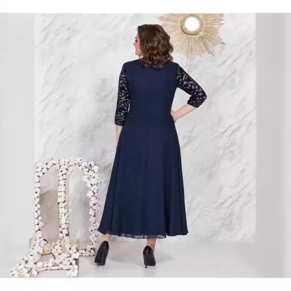 Spring and Summer New Large-size Women's Dress Splicing Lace Chiffon Slim-fit High-end Dress Dresses for Women 2022 Plus Size