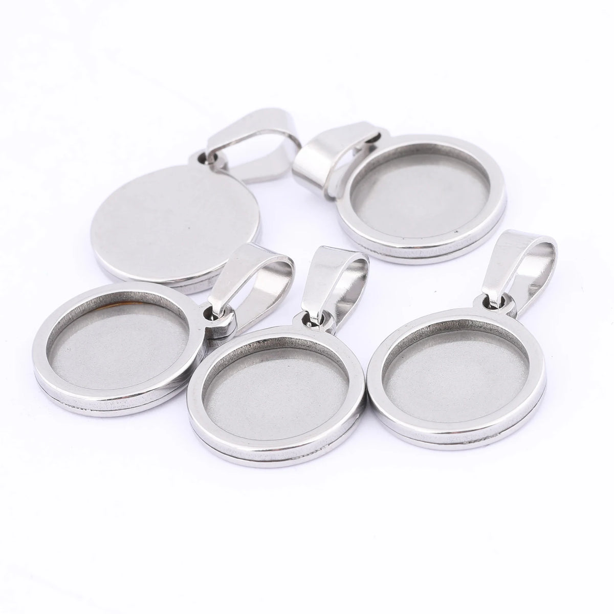 10pcs Gold Plated Black 12mm Round Cabochon Base Settings Diy Bezel Pendant Trays For Necklace Jewelry Making Supplies