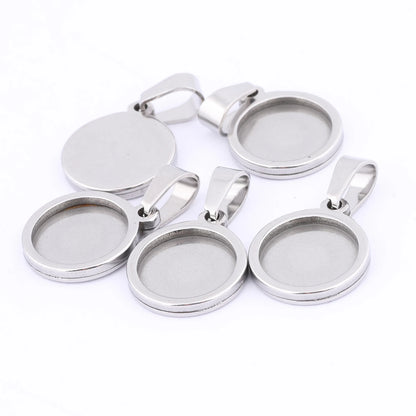 10pcs Gold Plated Black 12mm Round Cabochon Base Settings Diy Bezel Pendant Trays For Necklace Jewelry Making Supplies