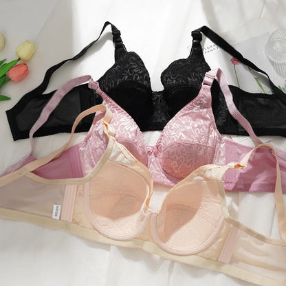 Women Floral Lace Plus Size Bra Full Cup Non‑padded Underwire Bra Comfortable Large Bust Support Ladies Everyday Brassiere