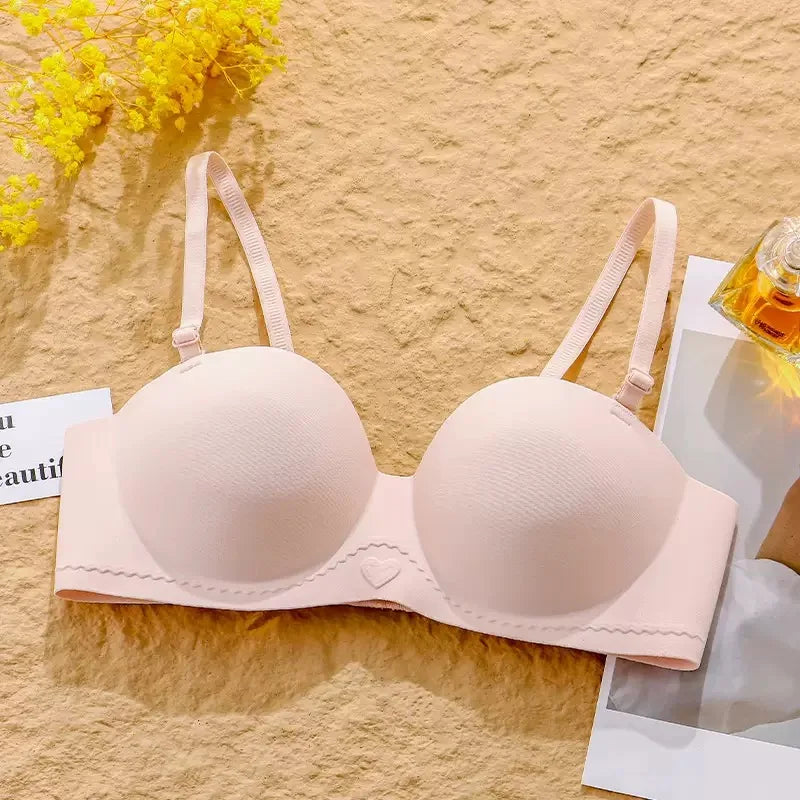 Women's Gathered Underwear Small Breasts Support No Steel Rings No Shoulder Straps Comfortable Bra for Large Breasts