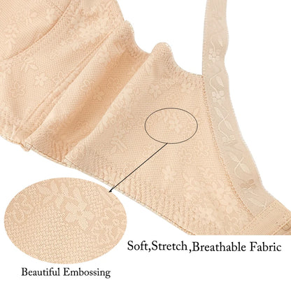 Plus Size Wireless Bra Full Coverage Soft Comfort Bras for Women Side Support Underwear No Underwire Brassiere Breathable