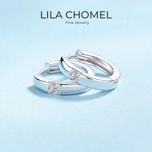 Women Birthday Gift 18K White Gold Hoop Earrings Valentine's Day 0.6CT Moissanite Diamond Girlfriend PT950 Wedding Fine Jewelry