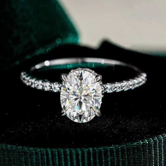 Engagement 18K White Gold Women Wedding Band 1/2/3CT VVS1 D Color Oval Moissanite Diamond Girl Birthday Gift PT950 Fine Jewelry