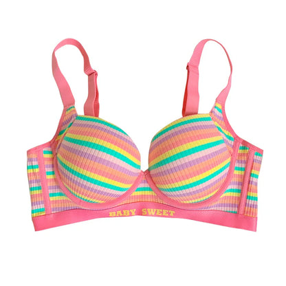 Sexy Bra for Women Tops Dopamine Rainbow Girl Seamless Bra Steel Ring Free Underwear Lingerie Bralette