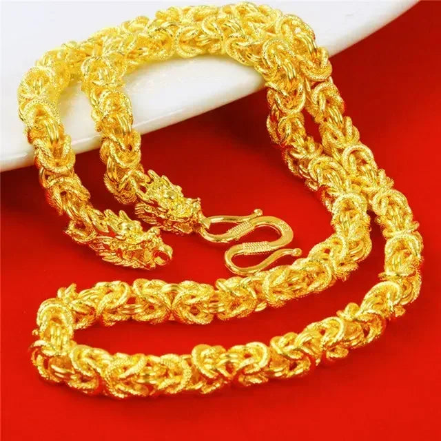Dragon Pendant AU750 Gold Necklace - Guanyin 18K Pendant Necklace, Bold and Stylish Jewelry Gift for Men and Women