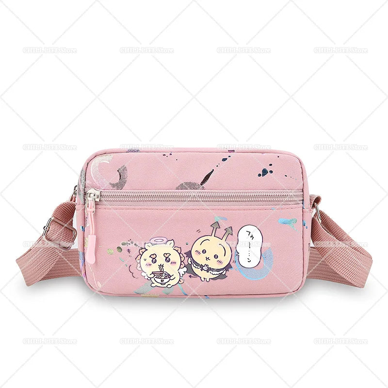 Cute Chiikawas Women Shoulder Waist Bag Kawaii Hachiware Usagi Fanny Pack Female Crossbody Bum Bag Canvas Chest Pack Phone Pouch