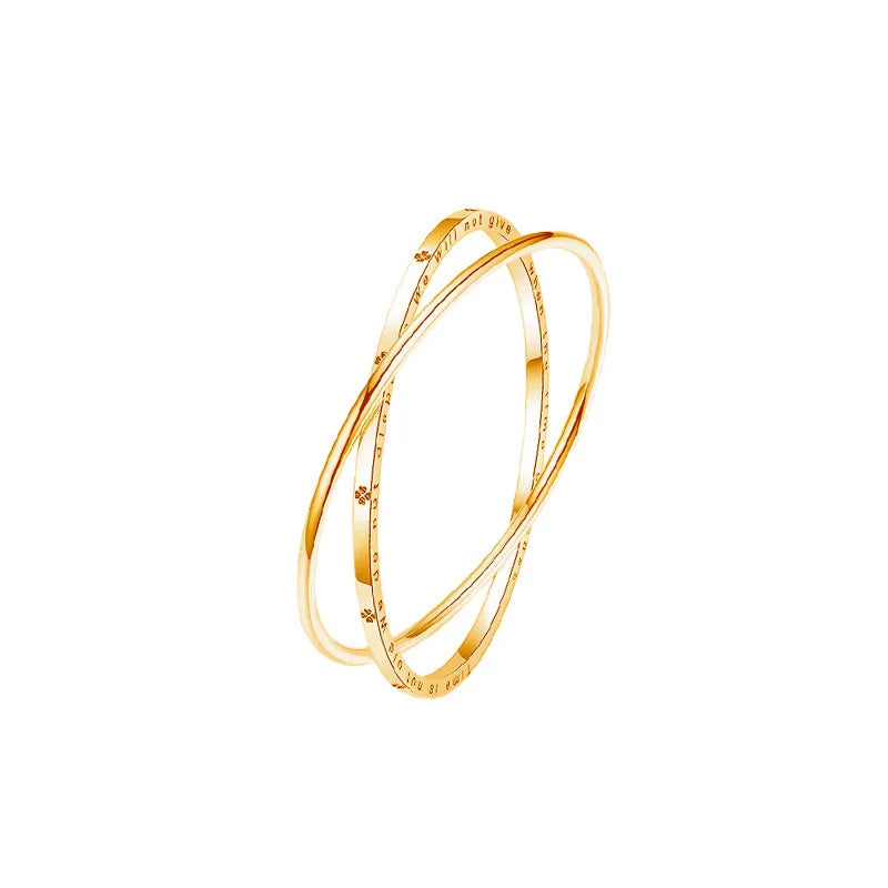 18K Gold Women's Double Chain Letter Design Bracelet, AU750 Pure Gold, Light Luxury Fashionable Elegant and Versatile Jewelry