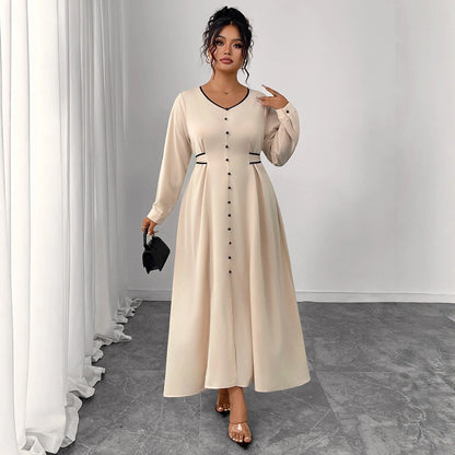 Plus Size Dress Slim Temperament Long Sleeve Lace-up Women's Banquet Dress