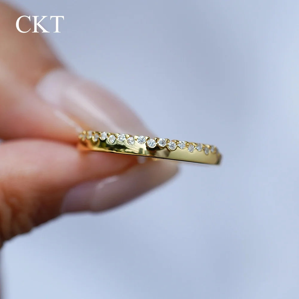CKT Hot Sell 18k Gold Rings with Curved Surfaces in the Diamond Rings of MoIssanite Women's Ring Accessories Wedding Jewelry
