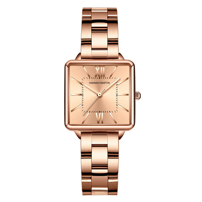 Japan Quartz Movement Green Dial Roman Square Watches Case Stanless Steel Fashion Wristwatch Ladies Rose Gold Watches For Women