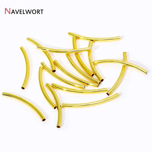 Tubes For Jewelry 18K Gold Plated Curved Tube Beads For Bracelet Necklace Making Supplies,Tube Beads Connector,Jewelry Materials