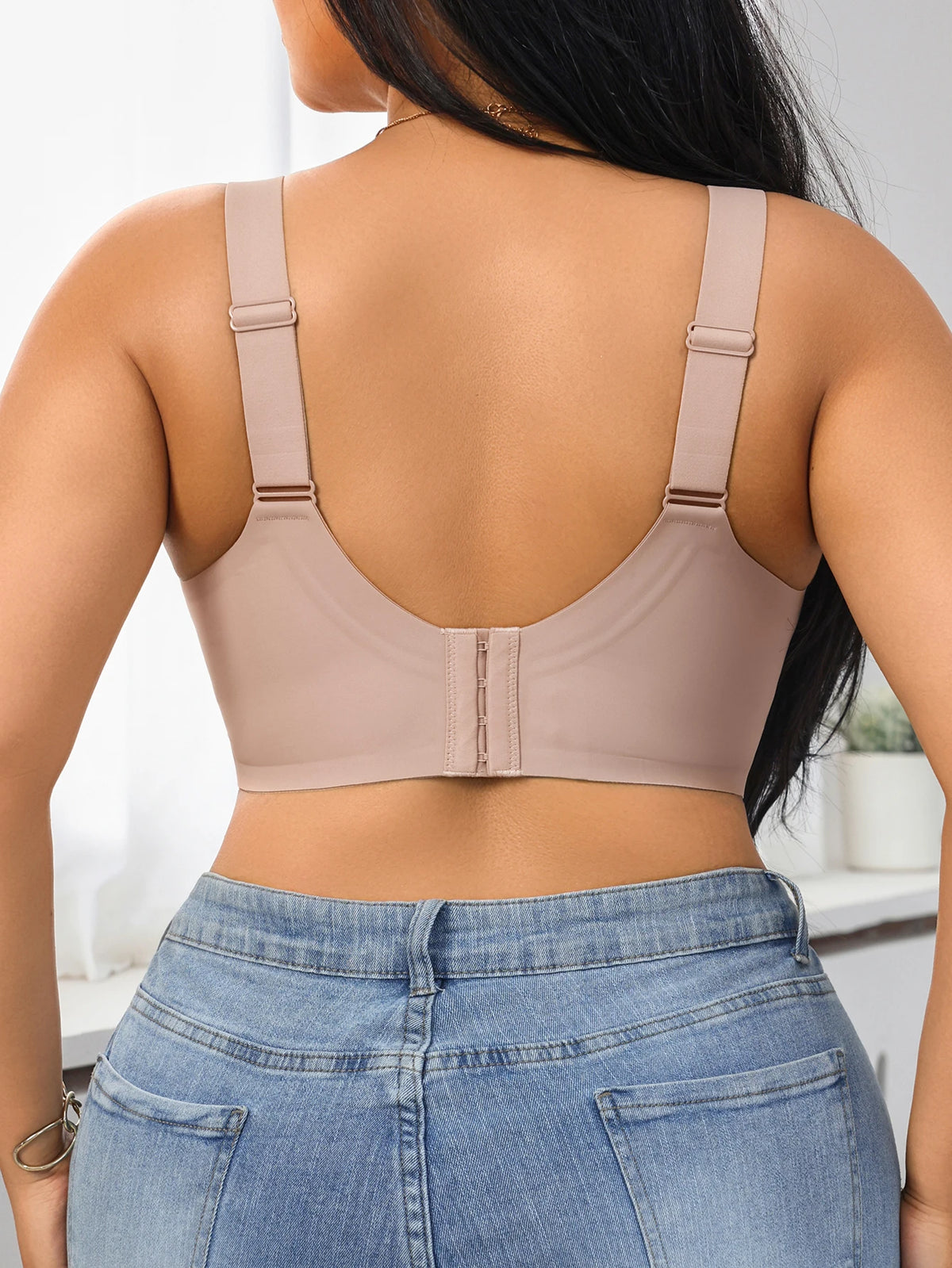 Plus size seamless jelly gel solid color full coverage anti splash anti sagging bra, super large comfortable high elastic underw