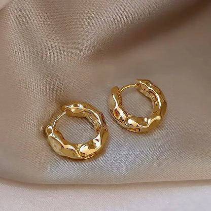 Gold SIlver Color Knot Hoop Earring For Women Shiny Plating Trendy Earring Stud Cute Daily Wear Jewelry