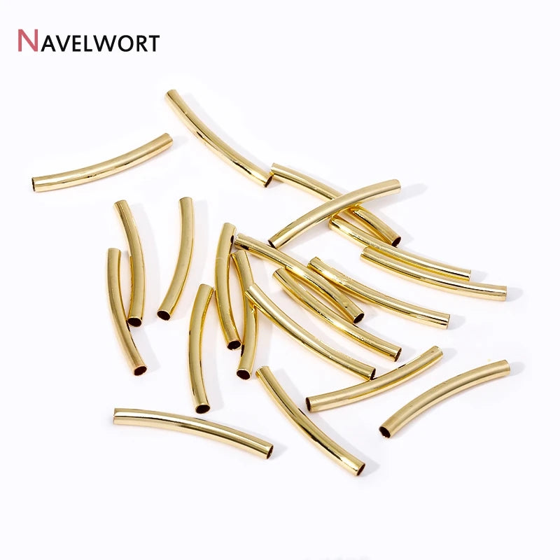 Tubes For Jewelry 18K Gold Plated Curved Tube Beads For Bracelet Necklace Making Supplies,Tube Beads Connector,Jewelry Materials