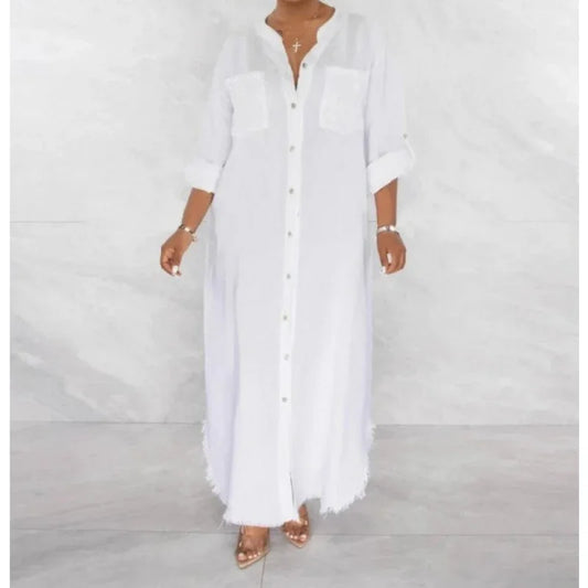 Summer Dresses Women Plus Size White Folds V-neck Sleeveless Party Prom Dress High Waist Casual Streetwear Elegant Vestidos