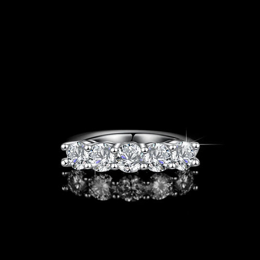CKT 18k White Gold Diamond Moisanite Ring Women's Platinum Pt950 Rings Five-Star Princess Ring Crown Ring Wedding Bands Jewelry