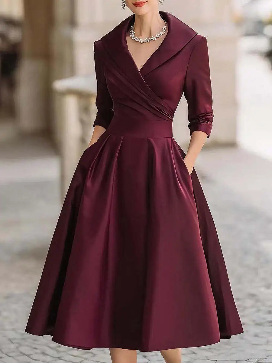 Women's Fashion Dress New Style V-neck Waist-hugging Makes You Look Slim And Elegant Long Sleeves Maxi Prom Dresses For Women